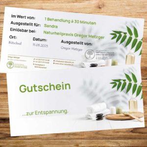 Gutschein Naturheilpraxis Metzger für 30 Minuten