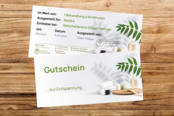 Gutschein Naturheilpraxis Metzger für 60 Minuten